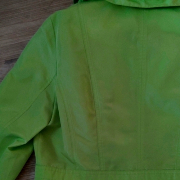Lime Green Lightweight Rain Jacket with Ruffles by Tribella Size 12 - Picture 10 of 13
